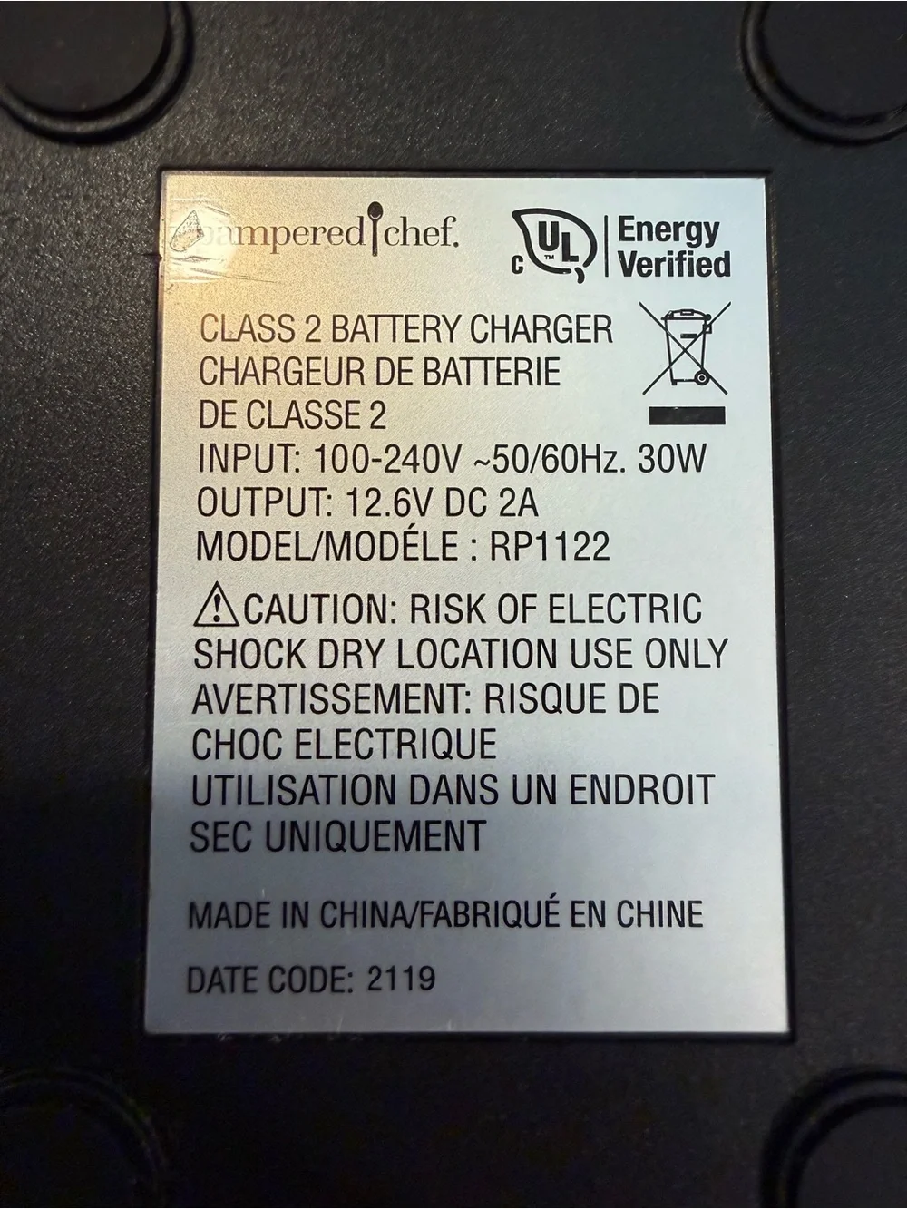 OEM Pampered Chef Replacement Charger Base for Flex+ Multi-Prep Set RP1122
